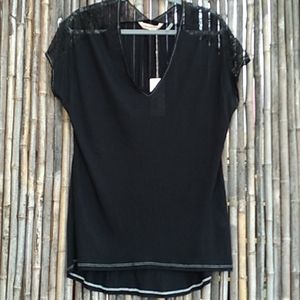 Rebecca Taylor Lace and Cotton T-shirt